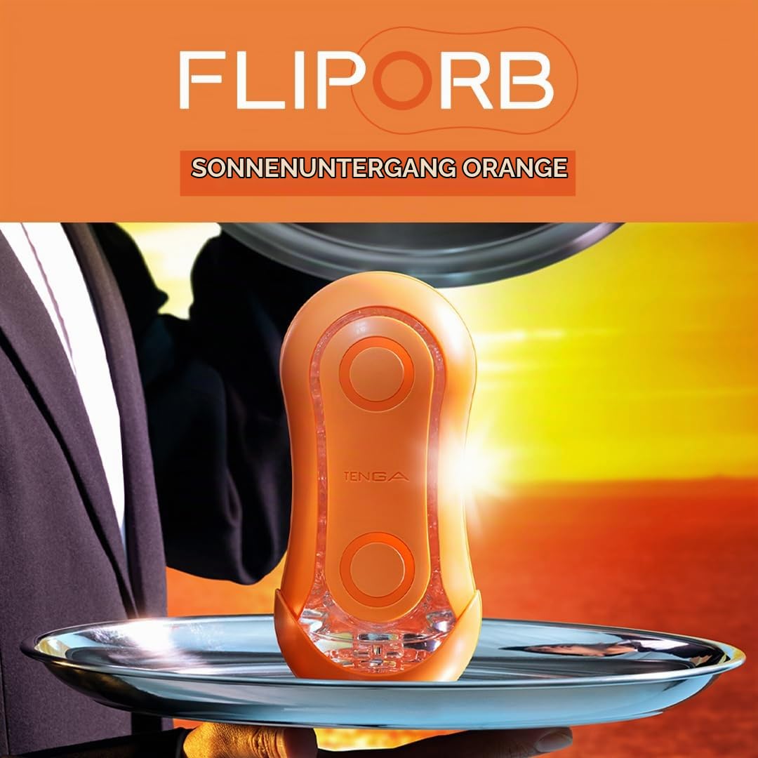 TENGA Flip Orb - Wiederverwendbarer Masturbator für Männer - Masturbationshilfe Mehrweg - SUNSET ORANGE