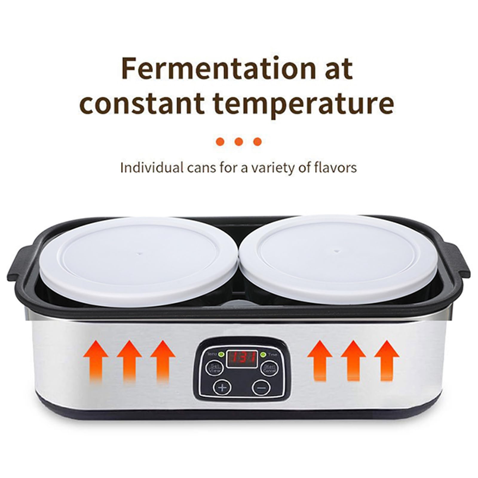 Urządzenie Do Produkcji Jogurtu, Urządzenie Do Fermentacji Jogurtu O Pojemności 1400 Ml Z 2 Szklankami, Automatyczną Kontrolą Temperatury I Inteligentnym Timerem, Domowa Maszyna Do Jogurtów Ze Stali