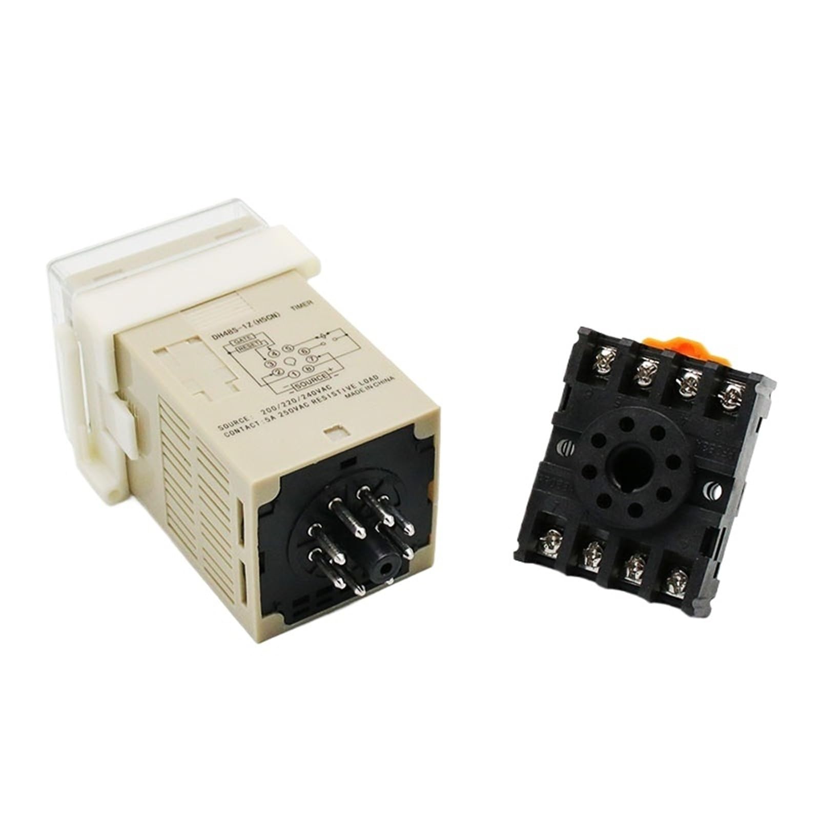 DH48S-1Z Timer programmabile digitale a LED Relè interruttore temporizzato DH48S 0,01S-99H99M DIN RAIL AC110V 220V DC 12V 24V con base presa(AC 220V)