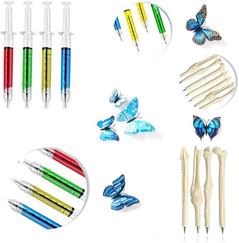 Miniatura 4 de 4 bolígrafos de jeringa+6 bolígrafos de píldoras y bolígrafos de cápsulas+10 bolígrafos con diseño de hueso para Halloween, Acción de Gracias,