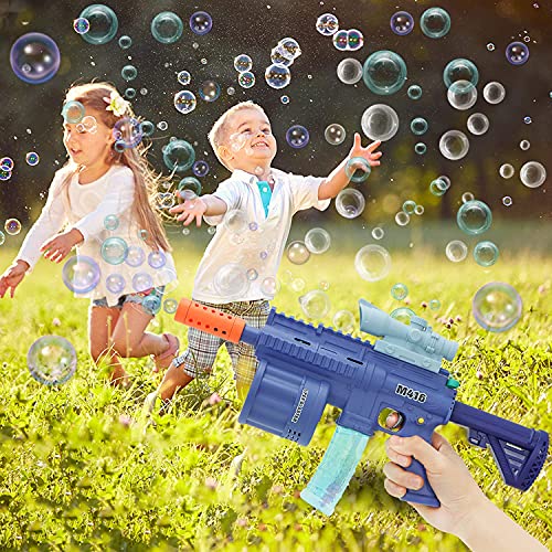 Joyin Bubble Gun With Foam Dart Blaster, Music & Light Bubble Blower With 2 Bottles Of Bubble Solution (50Ml), 8 Soft Bombs And 3 Batteries, Party Favors, Summer Outdoor And Indoor Activity #TOP6