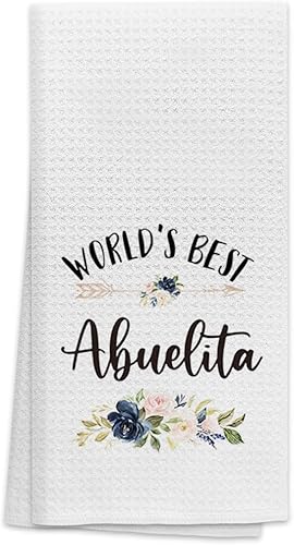 Miniatura 8 de OHSUL World's Best Abuela - Toallas de cocina con diseño floral español, altamente absorbentes, paños de cocina, toallas de mano para abuela, toalla