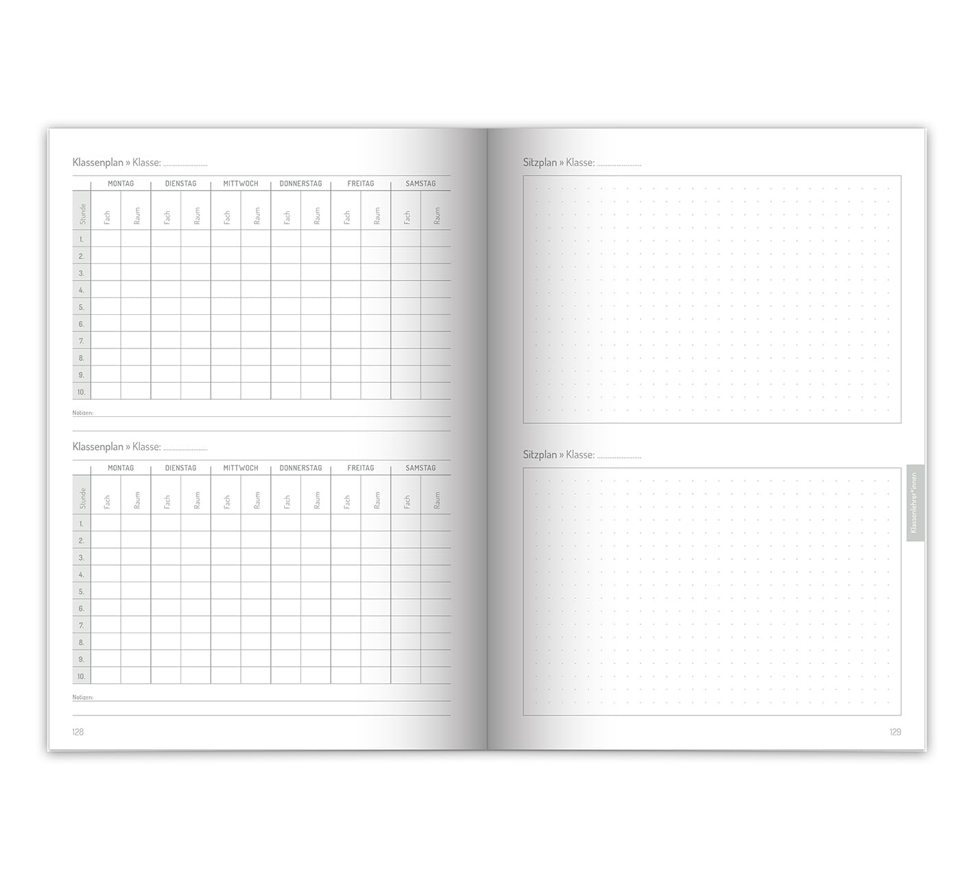PERSEN Schuljahresplaner 2024/25, Lehrerkalender für alle Klassenstufen, Ledereinband & Spanngummi, Ferienkalender, 17 x 24 cm, 224 Seiten - Airy Blue