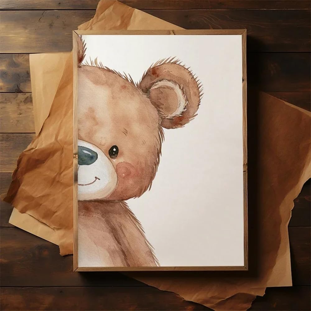 BeiYiHo 3 Affiche Chambre Bébé Beige Tableau Animaux Bebe Ours Lion Elephant Poster Enfant 30 40 Deco Ourson Chambre Bebe Poster Chambre Enfant Garcon Cadeau SANS CADRE