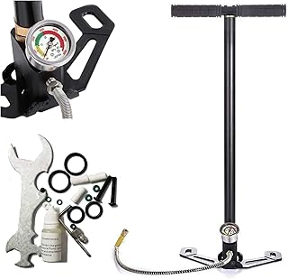 4500PSI High Pressure Hand Pump Airgun PCP Pump 3-stage PCP Air Gun Pump Stainless Steel,with folding base for PCP Pistols, Rifles, Air Guns,Automobile/Bicycle Tires, Inflatable Kayak/Ball