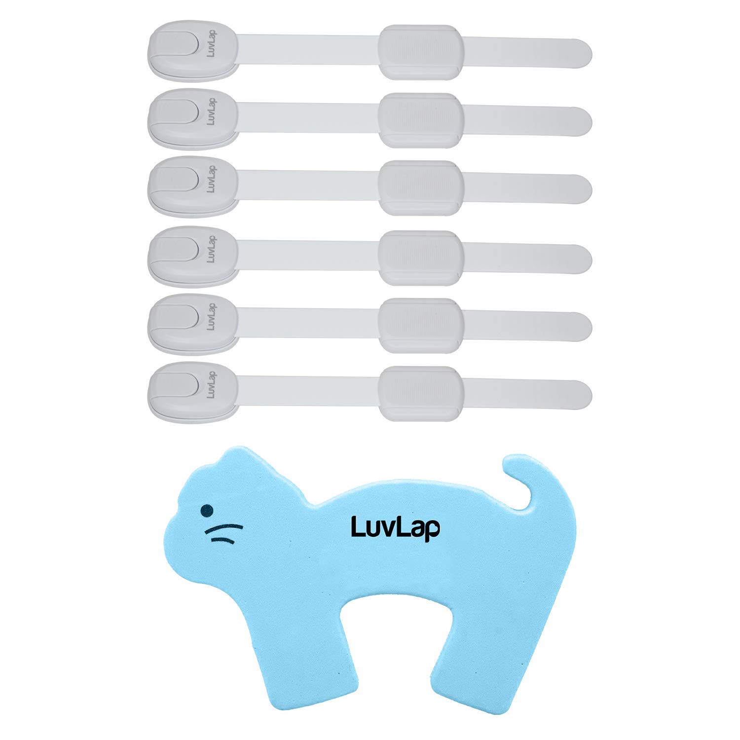 LuvLap Baby Safety Lock&Door Stopper Combo Pack,7Pcs(6 Pcs Safety Lock,One Pc Door Stopper),Baby Safety Essential,Multicolor