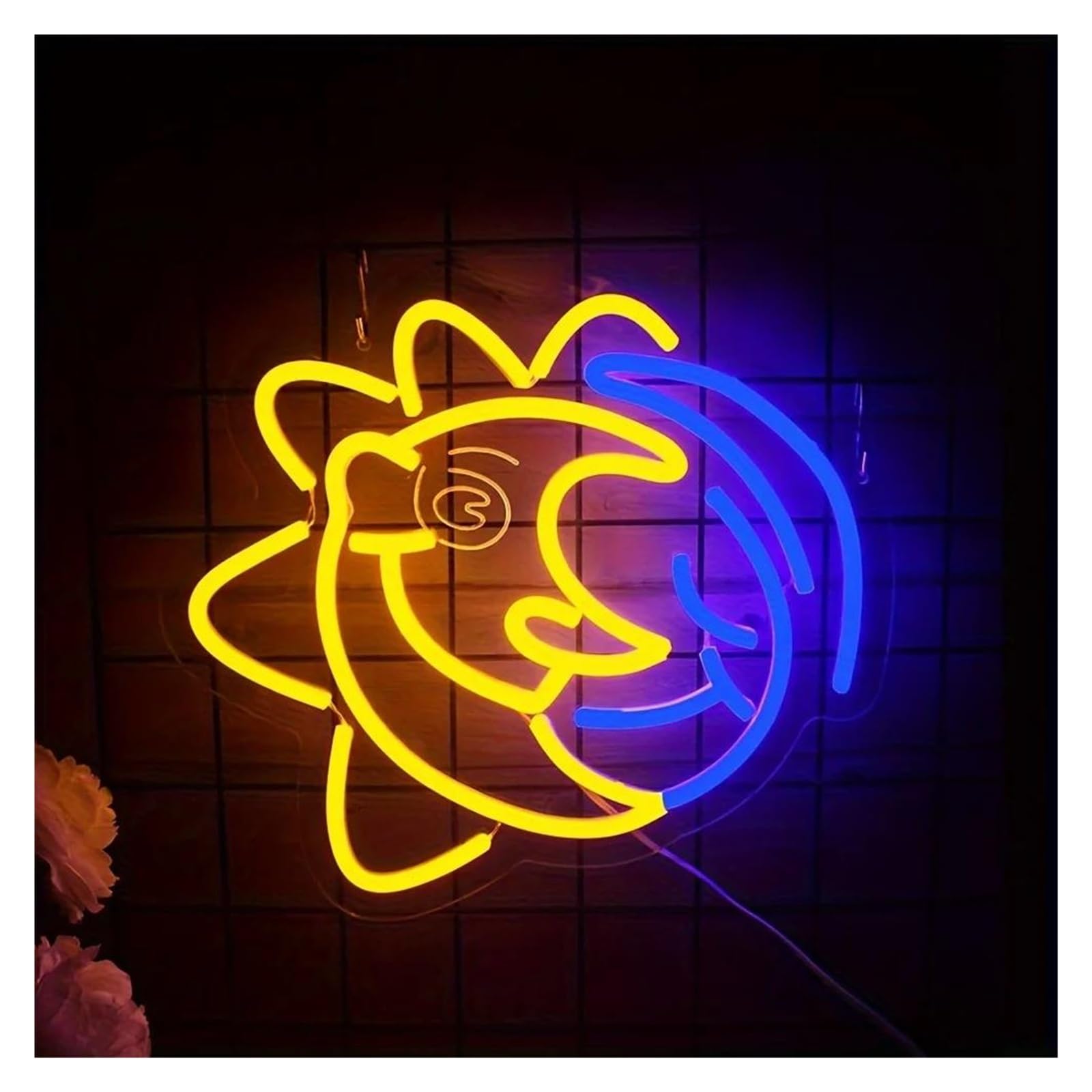 LEMST Sign Lamp Sun Moon Neon Sign, Suitable for Hotels, Living Rooms, Game Halls, Parties, Bedrooms, USB Powered 32x32cm