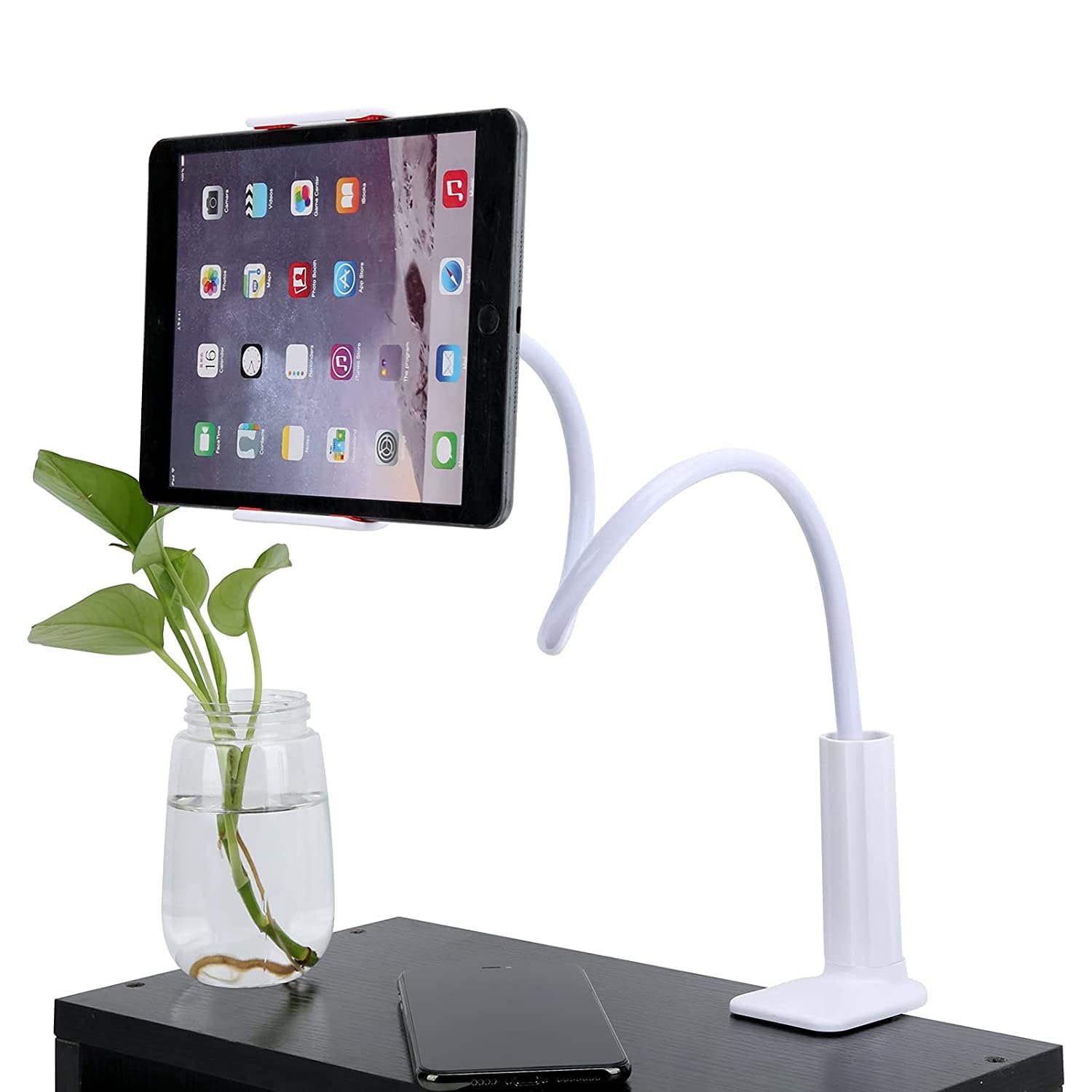 LIRAMARK 360° Rotating Lazy Gooseneck Phone Holder, Flexible Long Arm Clip Stand for Desk, Bed, Office, Kitchen - Universal Fit for Smartphones Up to 6.8"