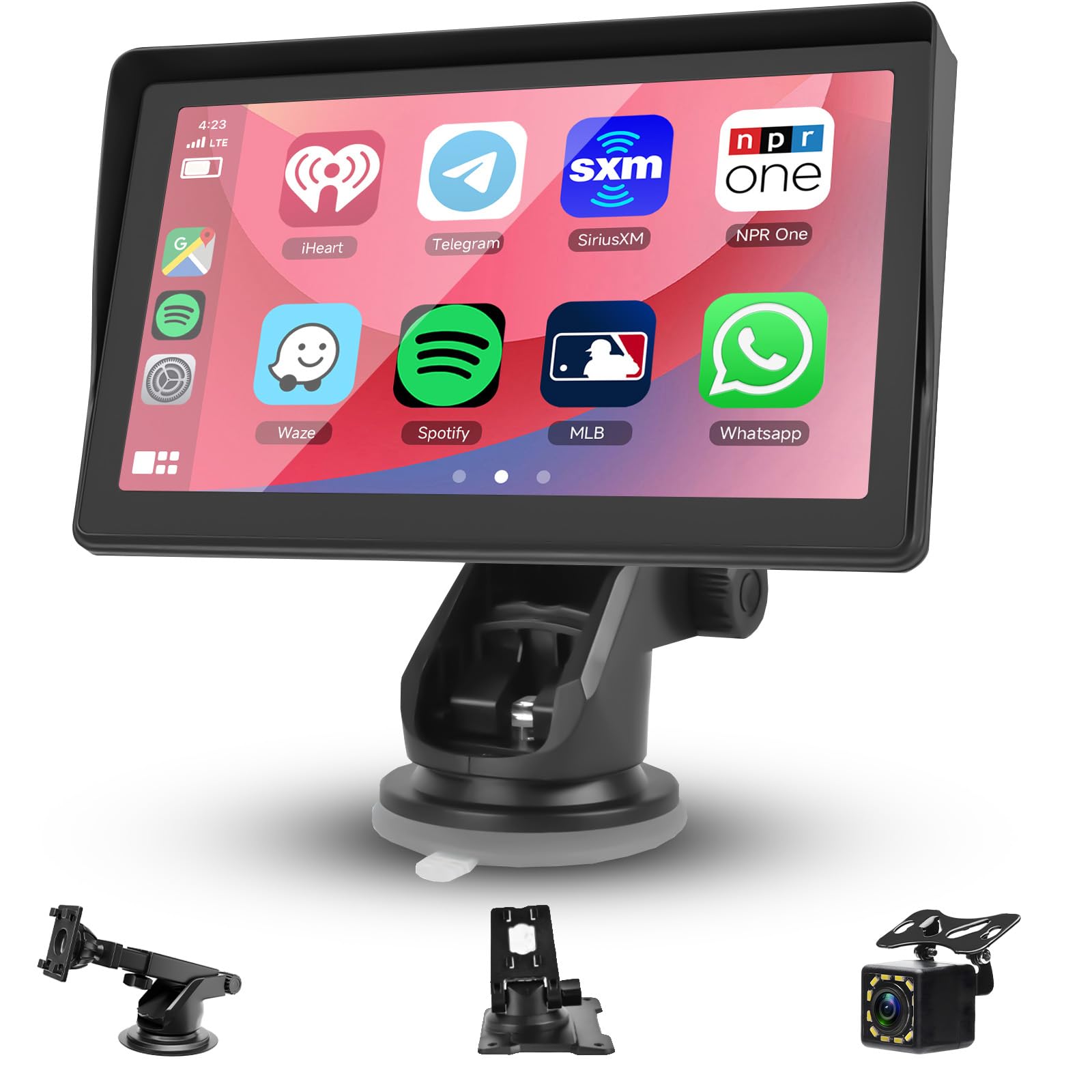 Hodozzy 4G 64G Android autoradio 1 DIN met CarPlay, draadloos, Android, auto, HD-touchscreen, 17,8 cm (7 inch), intrekbaar display met Bluetooth, GPS, WLAN, Mirrorlink FM/RDS, radio USB/AUX camera