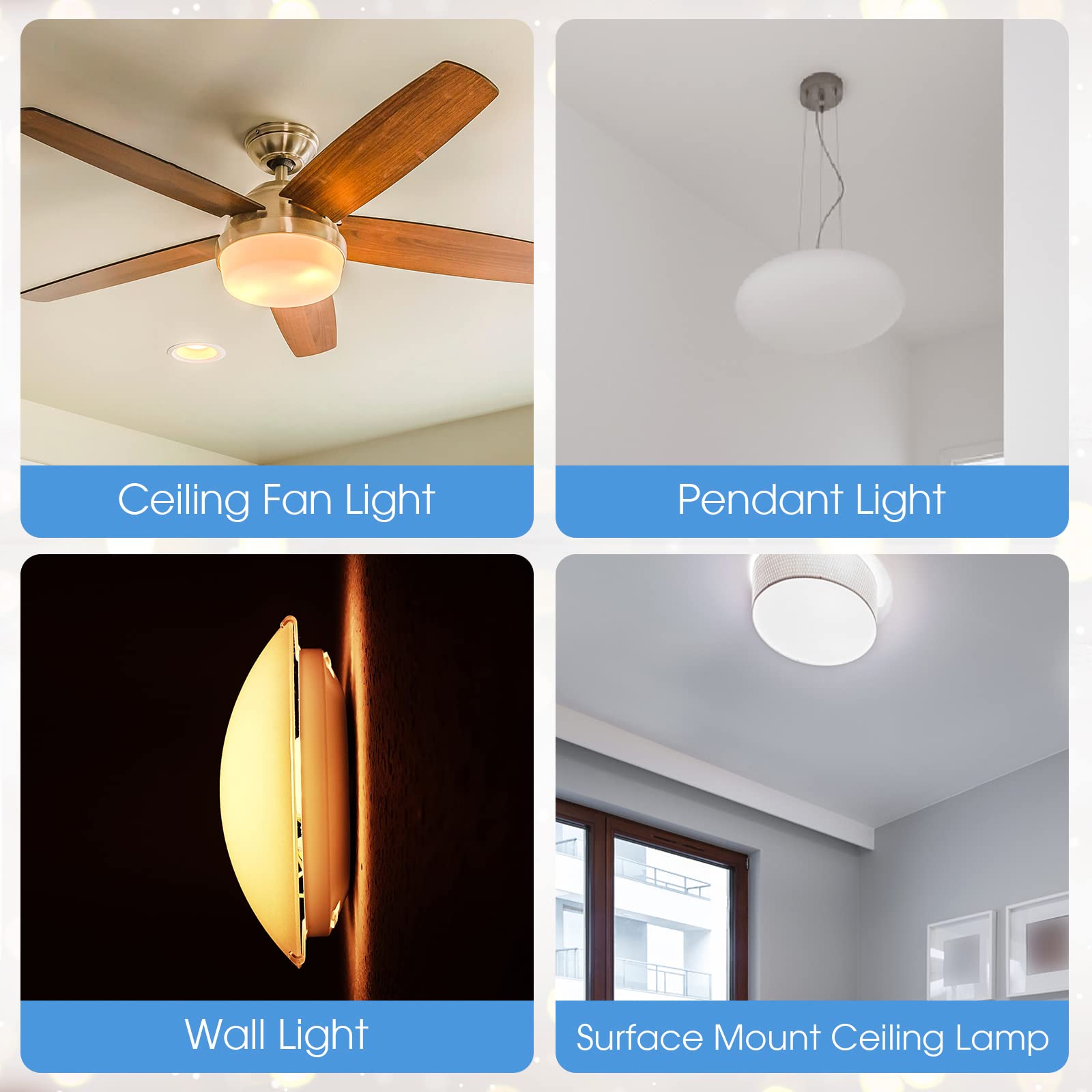 4 Pieces Ceiling Fan Light Kit 3CCT 3000K/4500K/6500K LED Light Engine Retrofit Dimmable Ceiling Fan Lamp Replacement Round Circle Flush LED Panels Board Bulb for Lantern Pendant Garden (watts, 36)