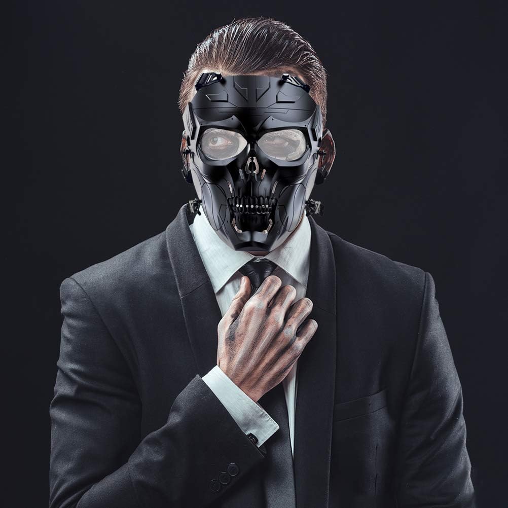 Gri発光マスク 輝くマスク コスプレ お面道具 祭りマスク ガイコツ 光る クリスマス電池式 コスチューム用小物 手描き 髑髏 Led光るホラー フルフェイスマスク 悪魔