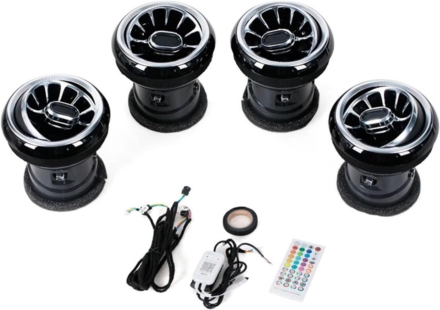 4PCS Front Dashboard AC Air Condition Vent Outlet Turbo Interior Trim Car Accessorie Compatible with Audi A3 2013-2020(with LED)