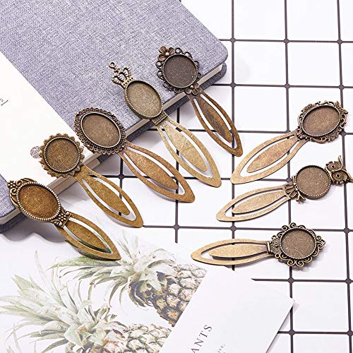 PandaHall Elite 16 Sets 8 Stijl Antieke Bronzen IJzeren Bladwijzer Cabochon Instellingen Met Ronde & Ovaal Totaal 16… - Image 8