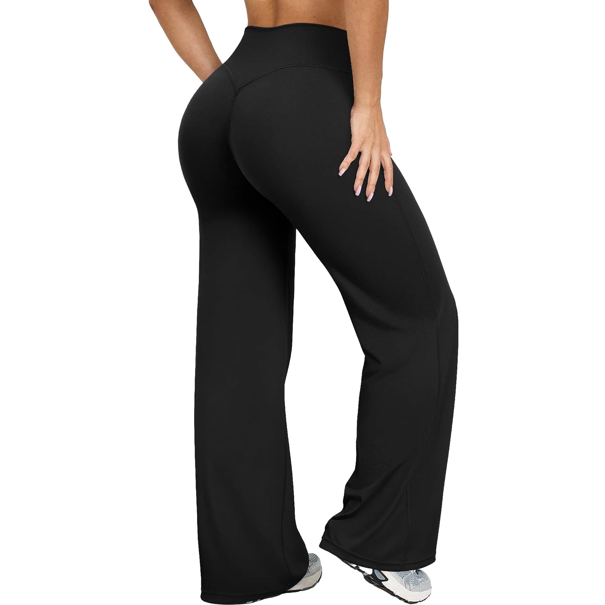 KIKIMINK Pantaloni da yoga da donna Flared Leggings da donna, a vita alta, pantaloni larghi e elasticizzati, abbigliamento casual
