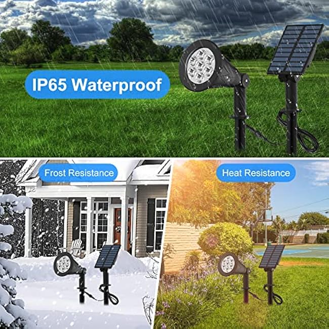 T-SUNUS Landscape Spotlights Solar Spot Lights Color Changing 2 Pack Garden Pond Light Outdoor/Indoor