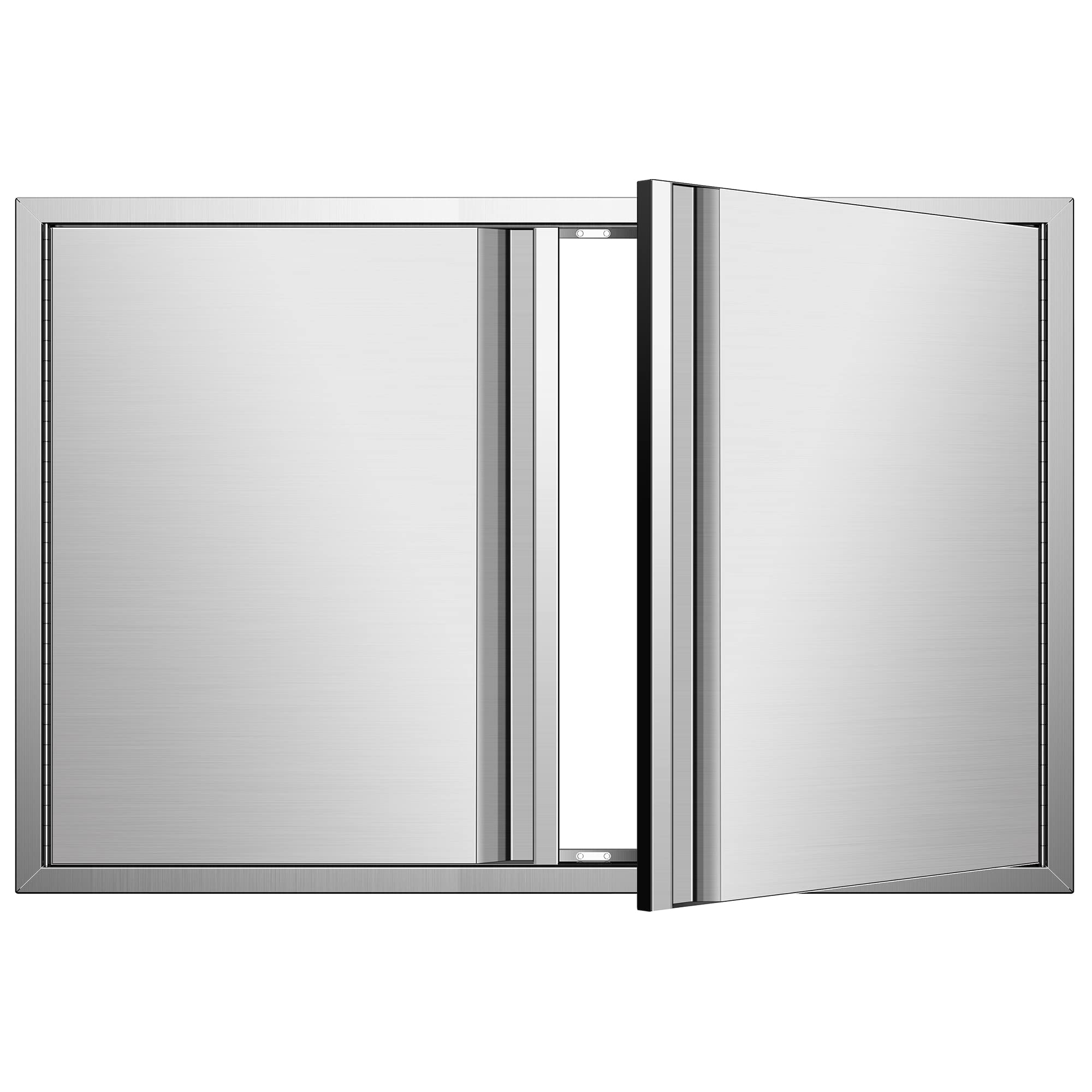 BBQ Access Double Doors 36Wx24H, Flush Mount Stainless Steel Outdoor Kitchen Door with Recessed Handle for Outside Cabinets and BBQ Island