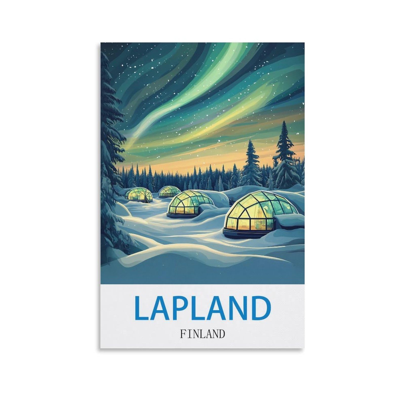 Ctzikww Unframe-Style Lapland Finland Vintage Travel Poster 12X18inch(30X45cm) Canvas Art Prints Picture Wall Art Painting