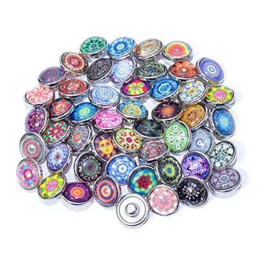 Soleebee Glas Aluminium 12mm Click Button Schmuck Charms Set 30 Stück - Exotische