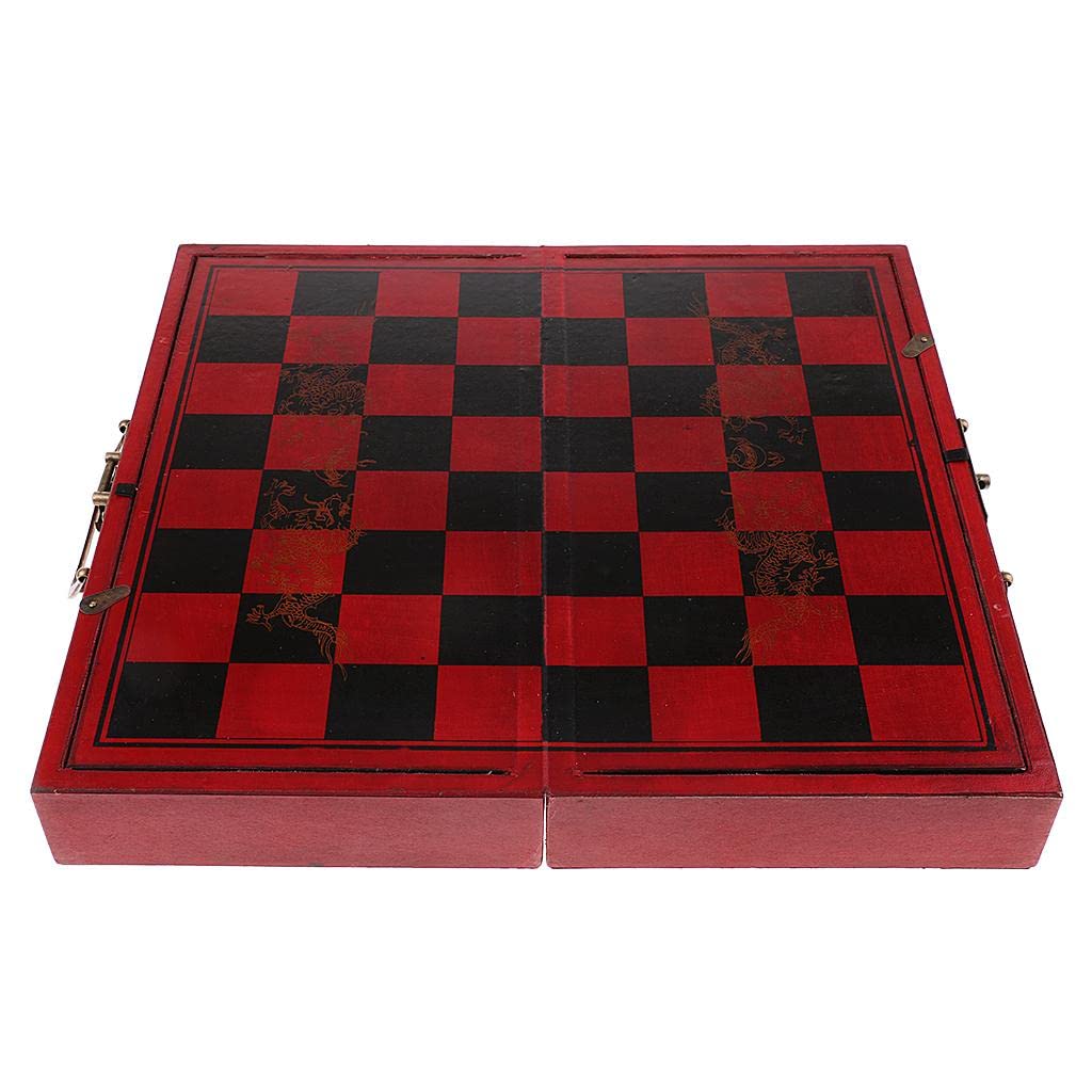 Juego De Ajedrez Chino Plegable Resina | plegable, piezas refinadas, color marrón rojizo, resistencia