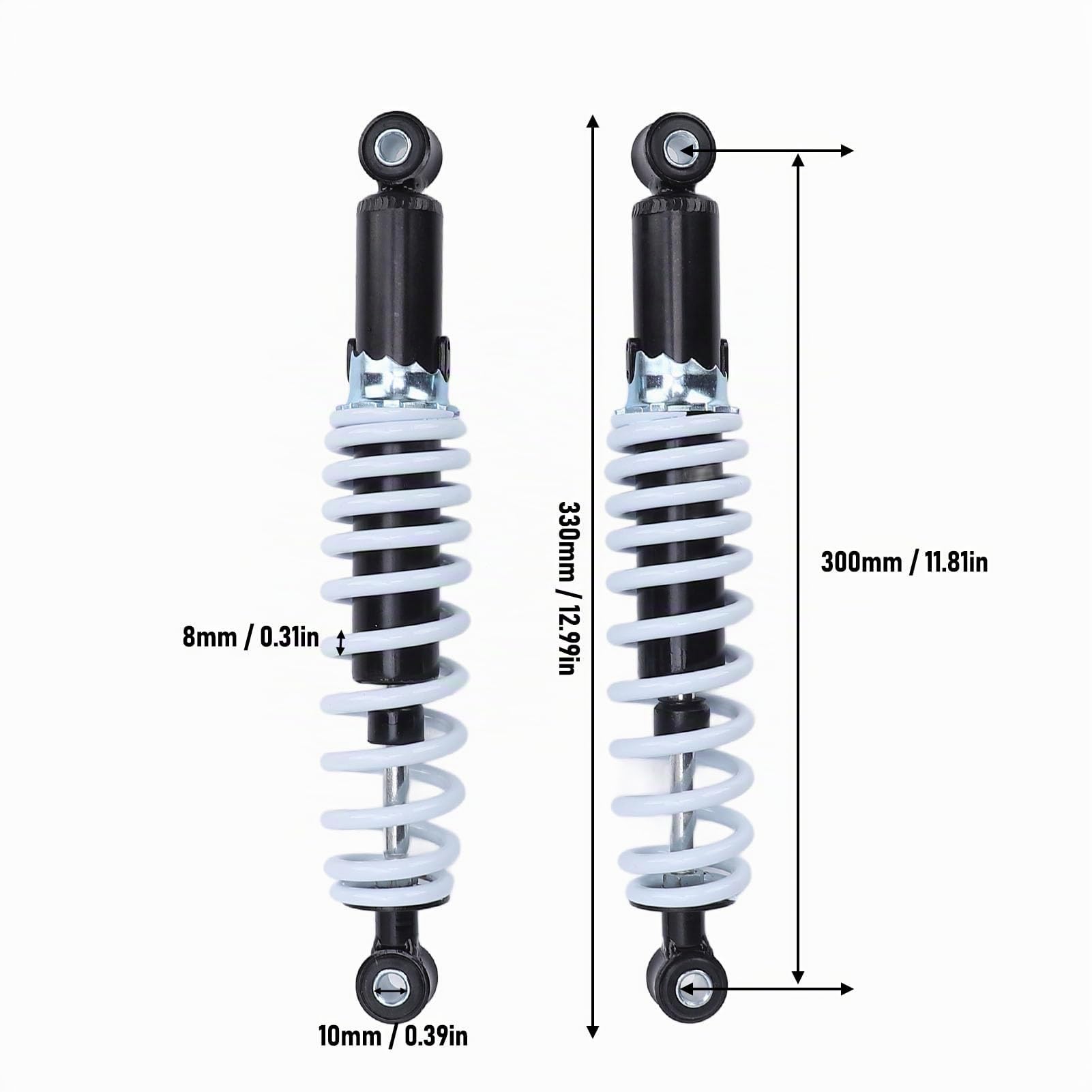 2 Pz 300mm Moto Ammortizzatore Sospensione Posteriore Smorzamento Regolabile Ammortizzatore per Mini Dirt Bike Scooter Pocket Carrello