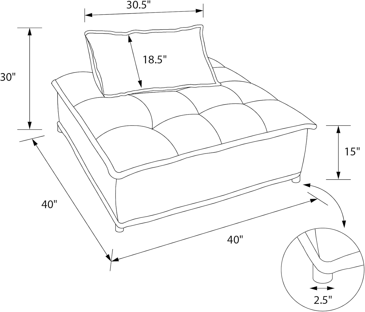 Navy Microfiber Convertible Armless Lounge Chair
