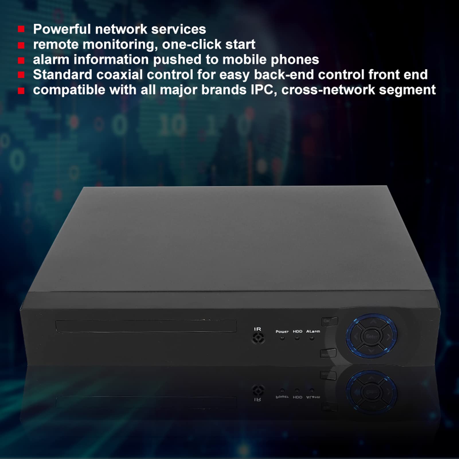 Fockety Enregistreur vidéo réseau, AHD TVI CVI CVBS Enregistreurs NVR coaxiaux IP Enregistreur de Disque Dur de Surveillance avec détection de Mouvement, visualisation à Distance pour caméra de(EU)