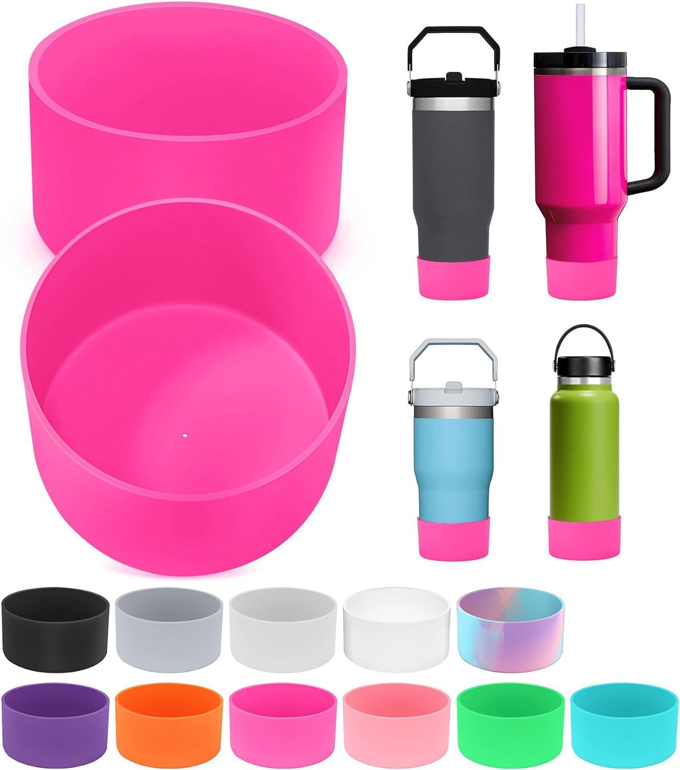 2PCS for Stanley Boot, Silicone Bottom for Stanley Cup Boot Quencher Adventure 40oz&for Hydroflask Boot 12-24oz for Stanley Tumbler Accessories for Stanley Cup Accessories Avoid Scratches&Noise