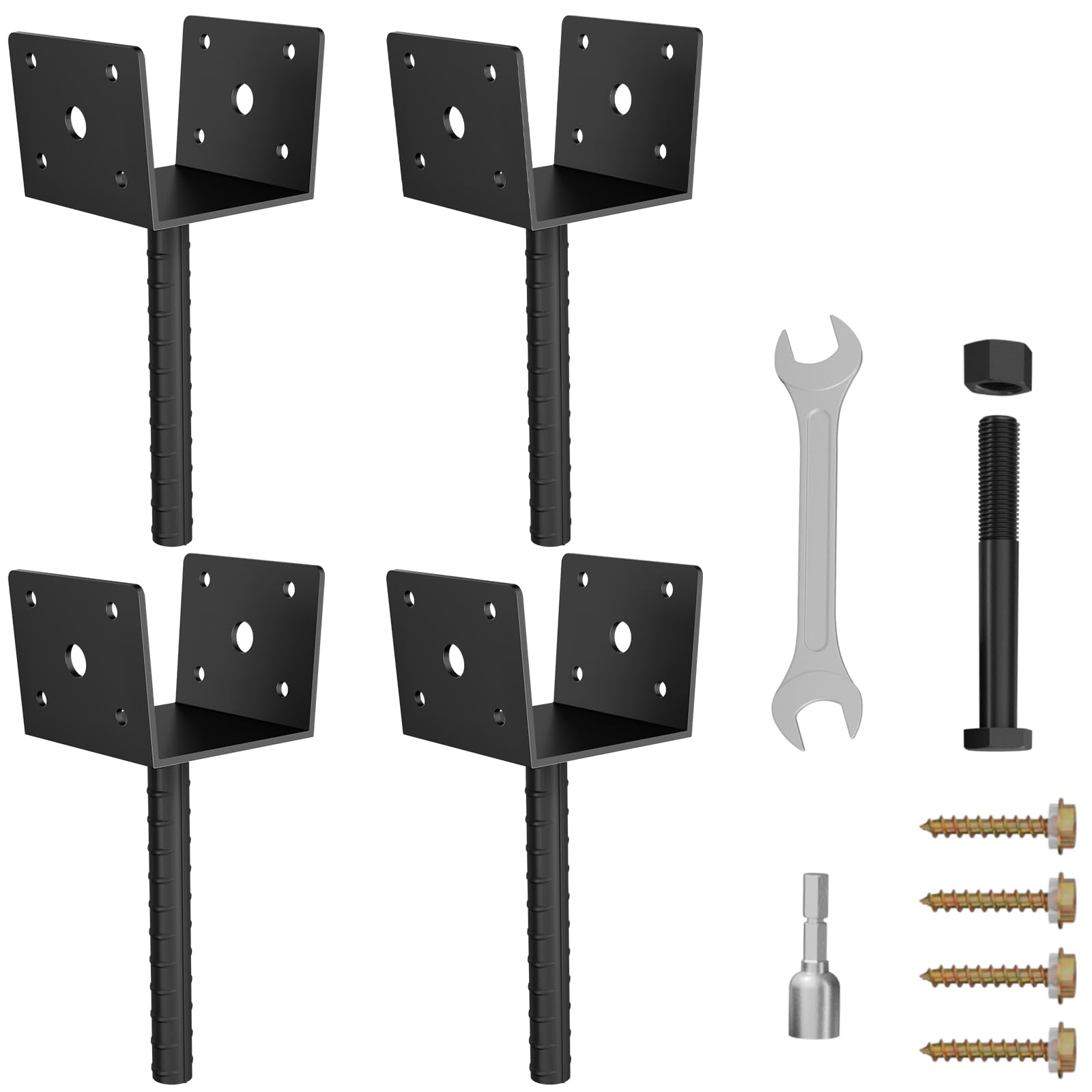 Snapklik.com : 4x4 Post Base For Concrete 4 Pack, 13-GA Steel U Shape ...