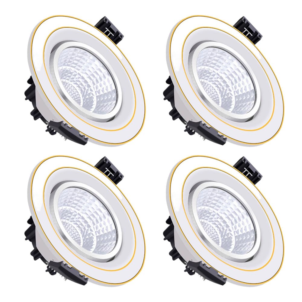 Paquete De 4 Focos COB, Led Empotrables De 6 W - Antideslumbrantes, Ángulo Ajustable, para Techo De Sala De Estar, 3000 K/4000 K/6000 K (Opcional),C-4000K