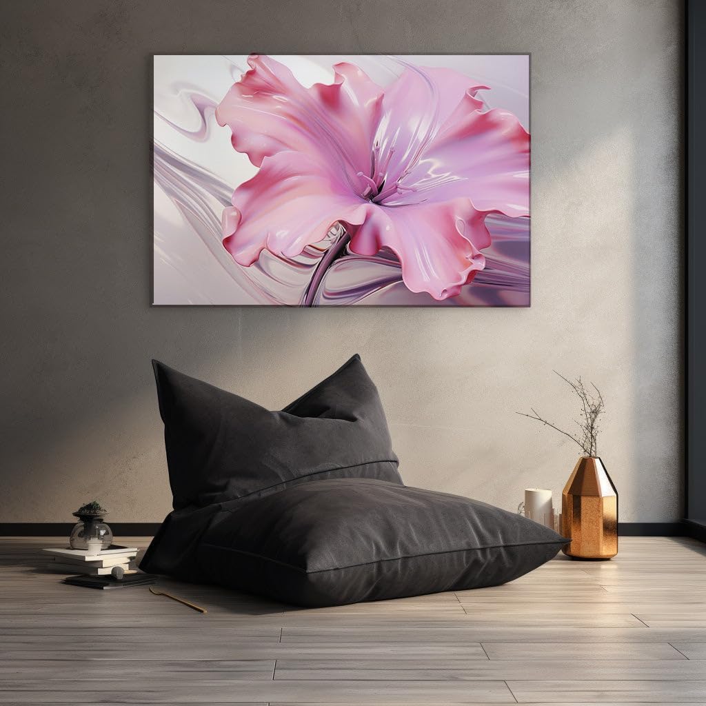 Canvas for Living room. Illuminating Beauty: The Abstract Pink Blossom That Radiates Artistry, 27 x 18 inch Canvas Wall Art - Contemporary Masterpieces - Modern Home Decor - 69x46 cm (27x18 inch)