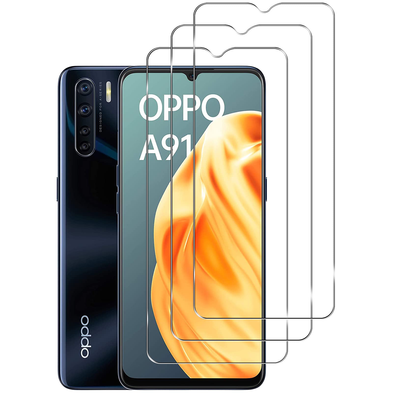 Pellicola Protettiva in Vetro Temperato per Oppo A91 [2 Pezzi], Durezza 9H, 2.5D Alta Definizione, Senza Bolle, Anti Graffio Screen Protector per Oppo A91