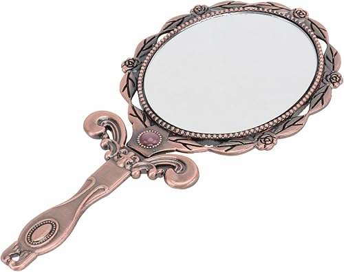 Espejo de maquillaje vintage, billetera vertical, espejos ovalados, espejo vintage dorado, espejo cosmético plegable, espejo de tocador, espejo de