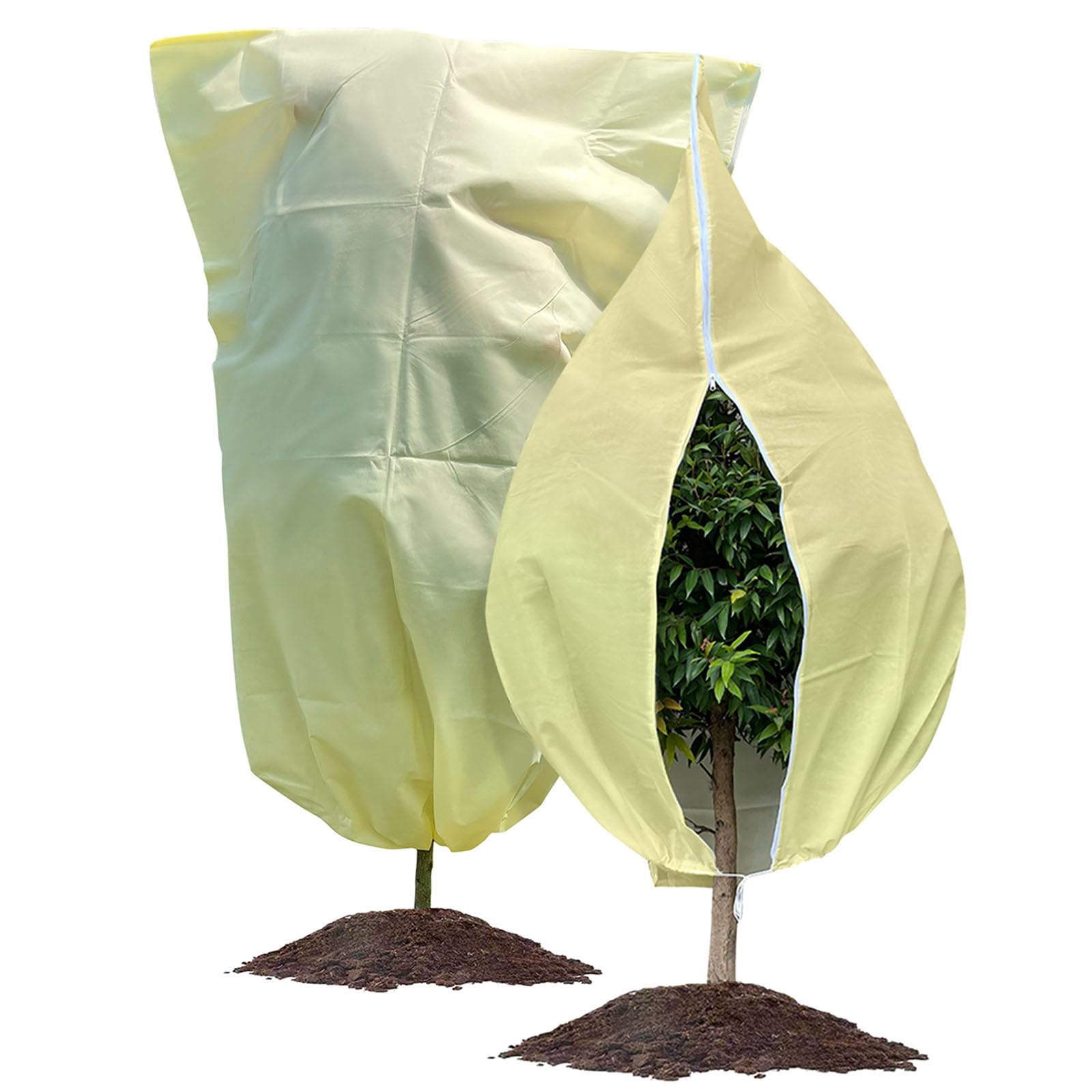 Homoda Plant Covers Freeze Protection Large, 2 Packs 60''W x 70''H Shrub Covers with Zipper and Drawstring, Frost Cloth for Winter, Outdoor Plant Blankets for Cold Weather