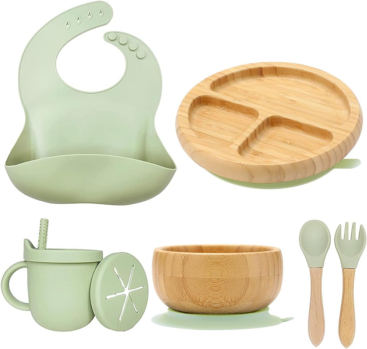 Baby Feeding Set, Baby Plates with Suction, Bamboo Plates, Baby Bowl