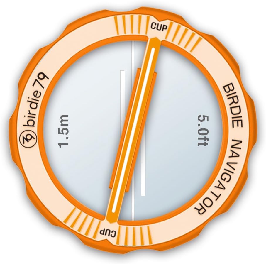 Birdie Navigator Golf Putting Alignment Tool – Specialized for 5ft Short Putts – Precision Ball Marker with Green Reader & Putting Mirror – Measure Aim in Cup Units Magnetic Hat Clip Included(Orange)