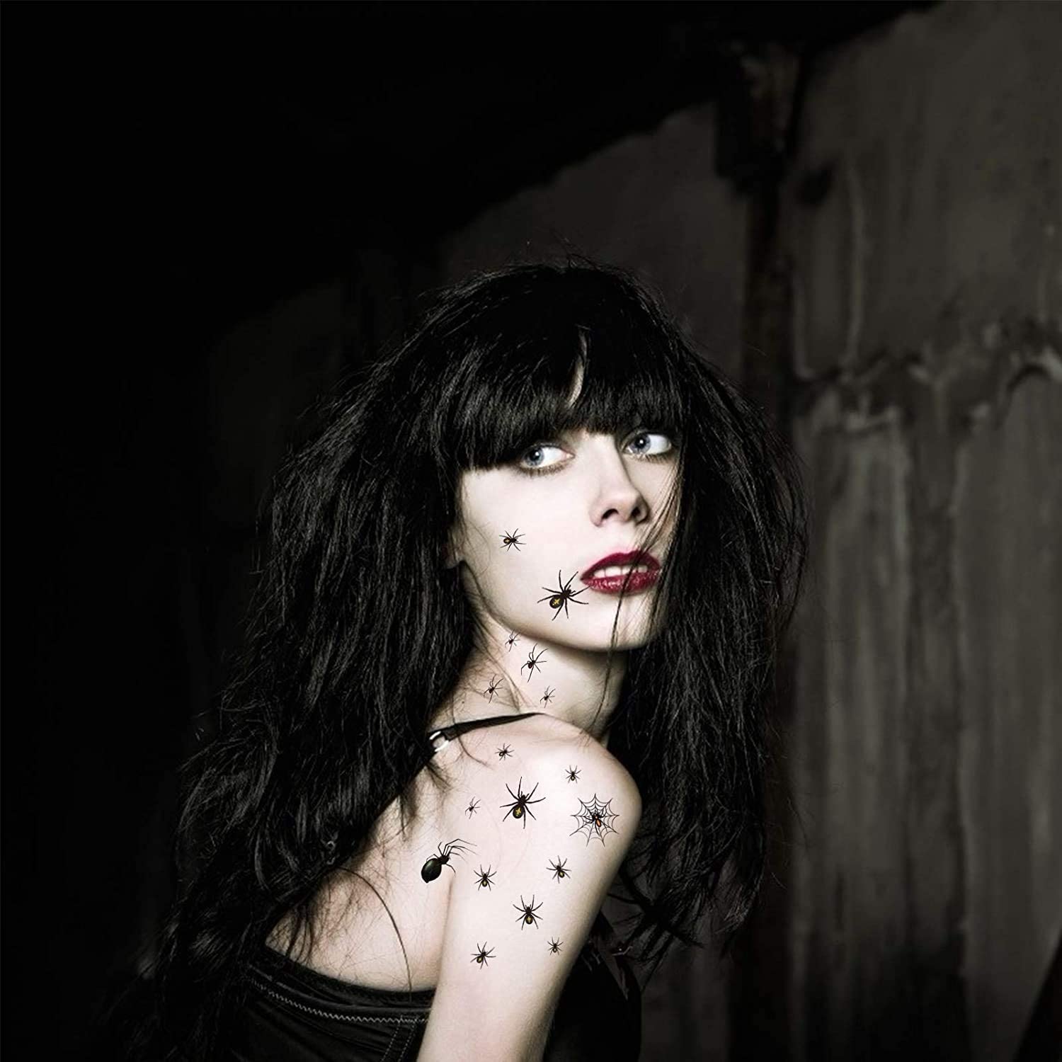 Tatuaggi temporanei Supperb® - Tatuaggi per il viso di Halloween, tatuaggio horror a forma di ragnatela - Italia