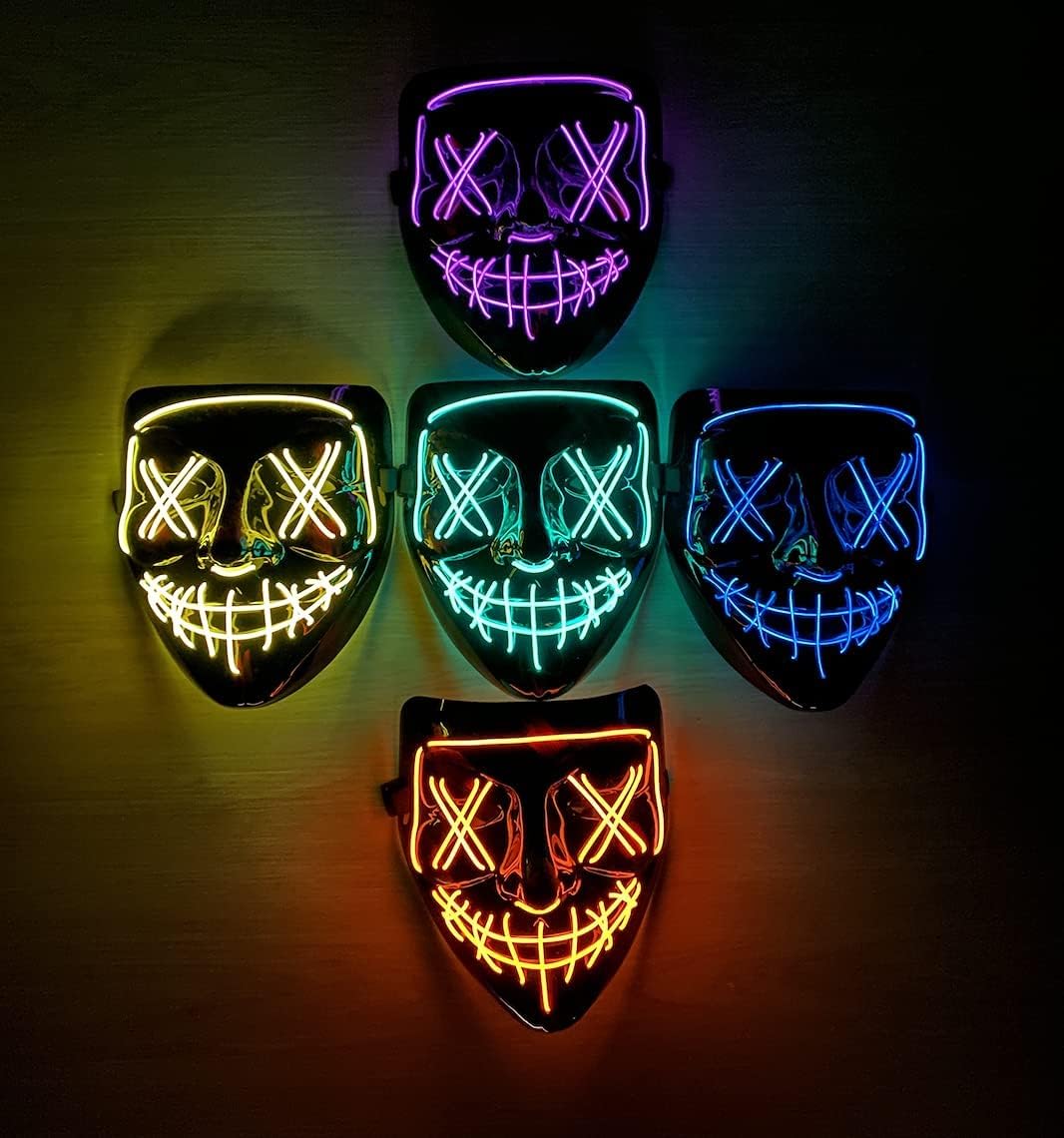 Halloween Vendetta Purge Party Mask LED Light Up Neon Colours Adult Size – Great for Parties, Raves, Festivals Halloween Vendetta Purge Party Mask LED Light Up Neon Colours Adult Size – Great for Parties, Raves, Festivals