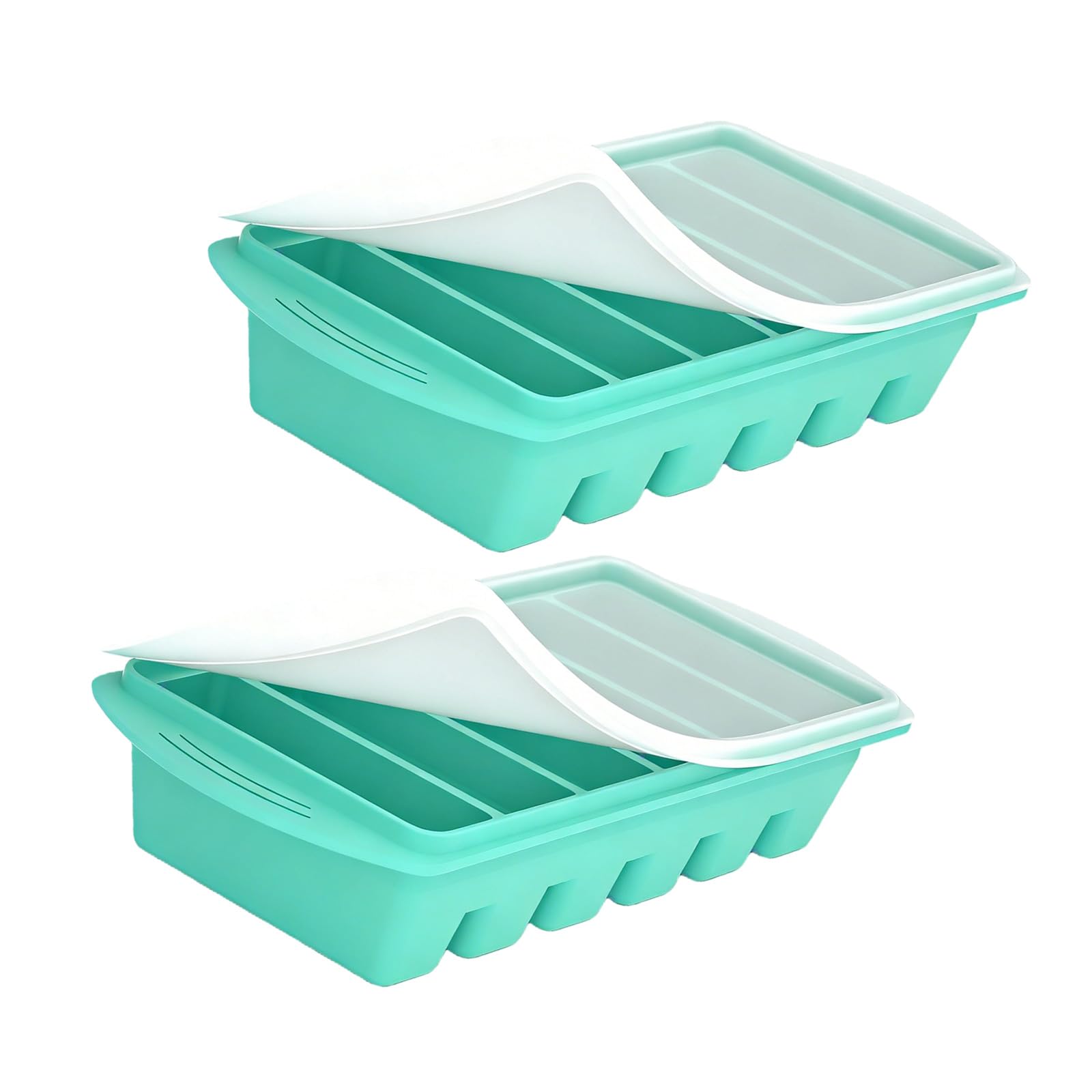 Kaeltsyn Of Sturdy Freezing Trays Including Firm Attached Covers for Arranging Stock Cubes and Chilled Desserts Freezer Food Storage Container