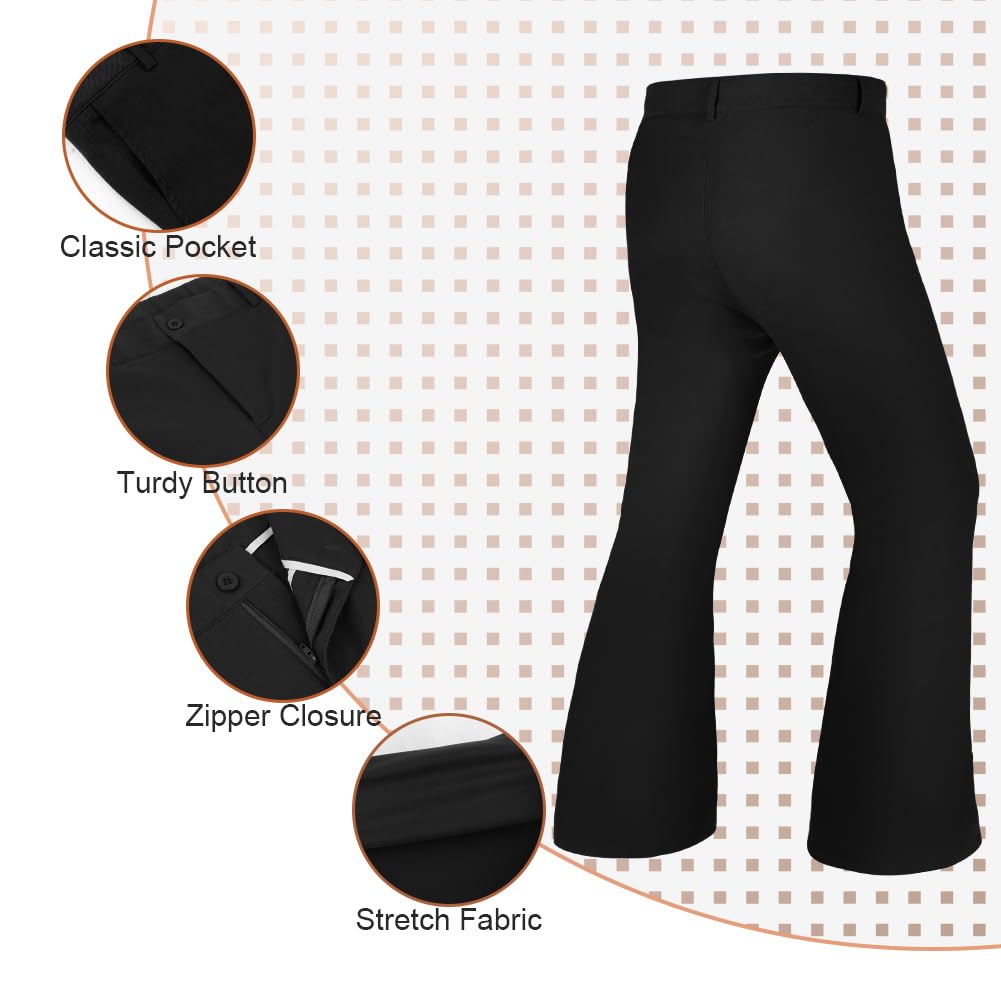 AYBUY Mens Bell Bottom Pants, 70s Disco Flared Pants, 60s 70s Slim Flare Trousers, Mens Retro Flare for 1960's Fancy Dress - Image 3