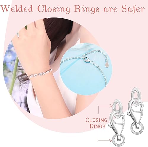 Miniatura 5 de Cierres de langosta para fabricación de joyas S925 cierre de langosta con anillos de salto para collares, pulseras, plata de ley 925 fabricada en