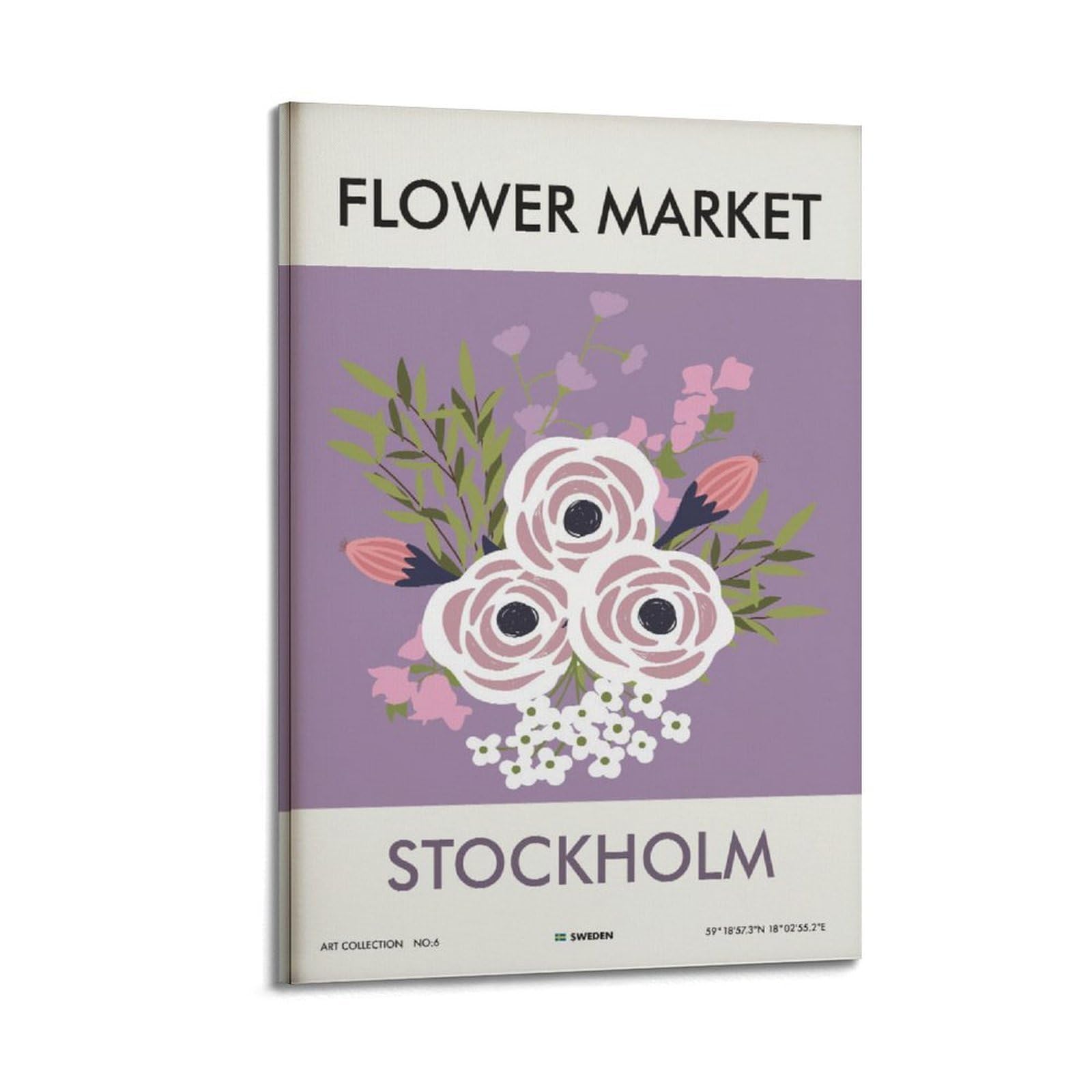 xiaoxiaoshen Flower Market STOCKHOLM Floral Florist Gift Canvas Poster Wall Art Prints Room Aesthetic Murals Bedroom And Living Decorations 24x36inch(60x90cm)