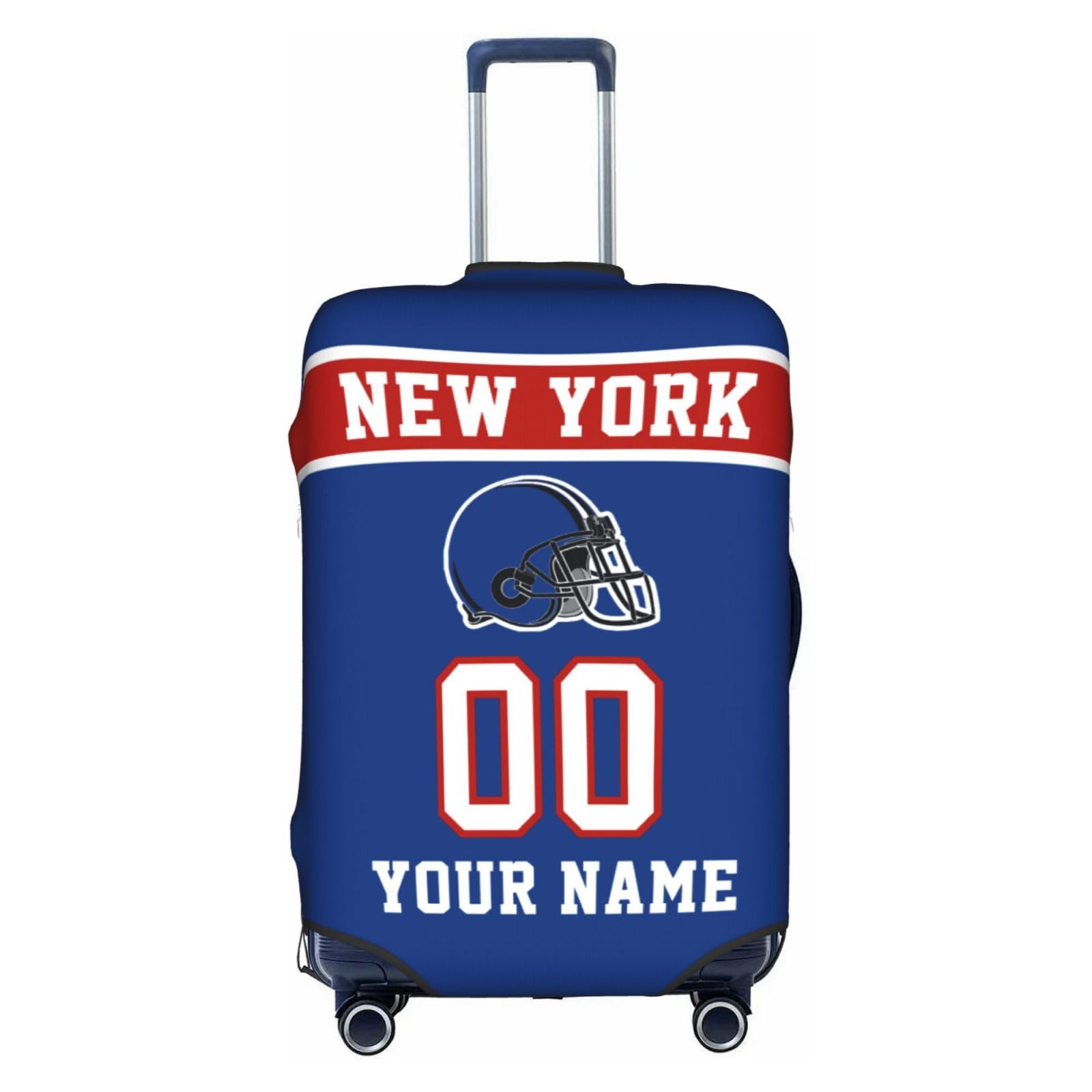 Custom New York Luggage Cover Personalized Football Style Suitcase Cover with Name Number Customized Washable Elastic Sports Travel Suitcase Protector for Business Vacation Gifts