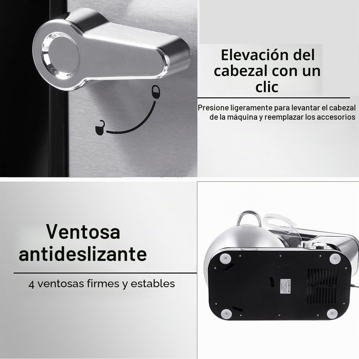 Royal Swiss Robot de cocina 3 en 1, 12 l, 2000 W, con picadora y batidora de cristal de 1,5 l, amasadora planetaria con movimiento planetario, 6 velocidades + pulso, cuenco inoxidable XXL, plateado