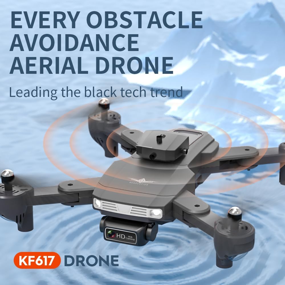 B-Qtech Drone with 2K Camera for Adults, Infrared Obstacle Avoidance, Optical Flow Hover, Dual Camera Switchable, Live Video Foldable FPV 2.4G Foldable Quadcopter with 2 Batteries