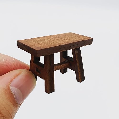 Miniatura 2 de Alomejor Taburete de madera retro miniatura para niños 1:12, 10 uds. para accesorios de casa de muñecas