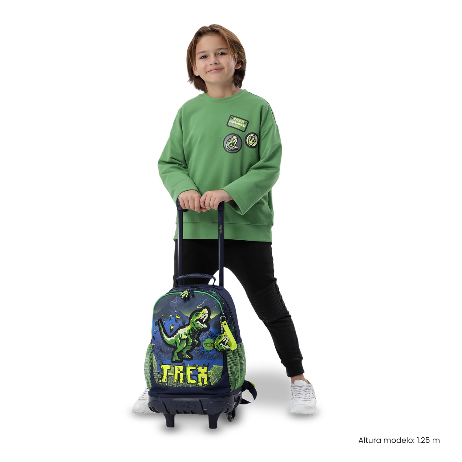 TOTTO - Pack Mochila Escolar con Ruedas 20L + Estuche 2 Compartimentos, Modelo Digisaurio