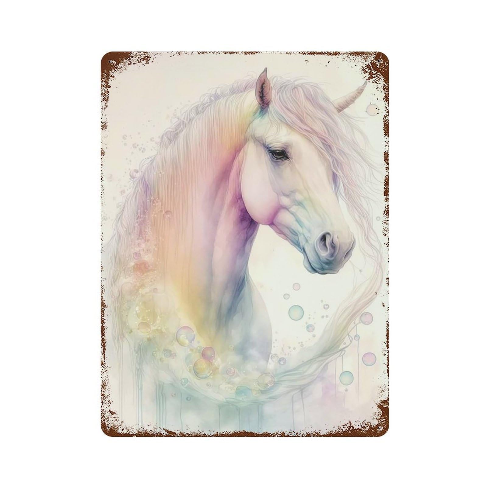 Decorative Tin Sign with Dreamy Horse Design 15.7"x11.8", for Farmhouse, Kitchen And Entryway Decor, Decorative Metal Wall Art