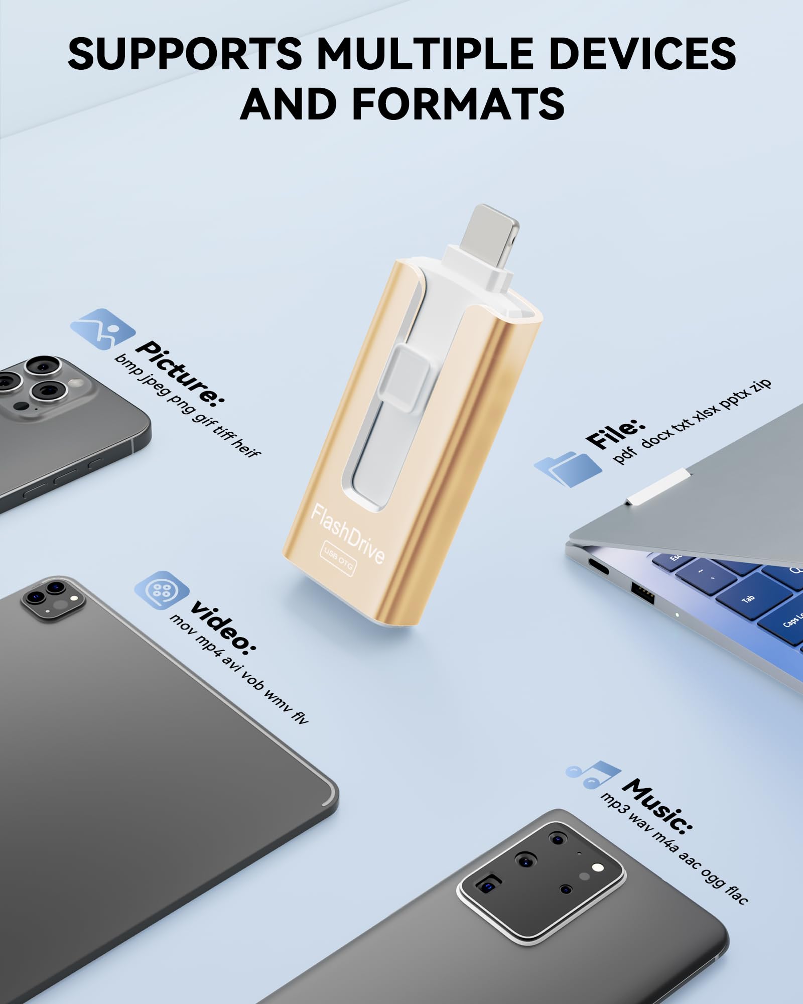 Clé USB 3.0 GNASEET 256 Go - 4 En 1 Pour IOS, Android, PC Et Type C | Transfert Rapide, Cryptage Des Données