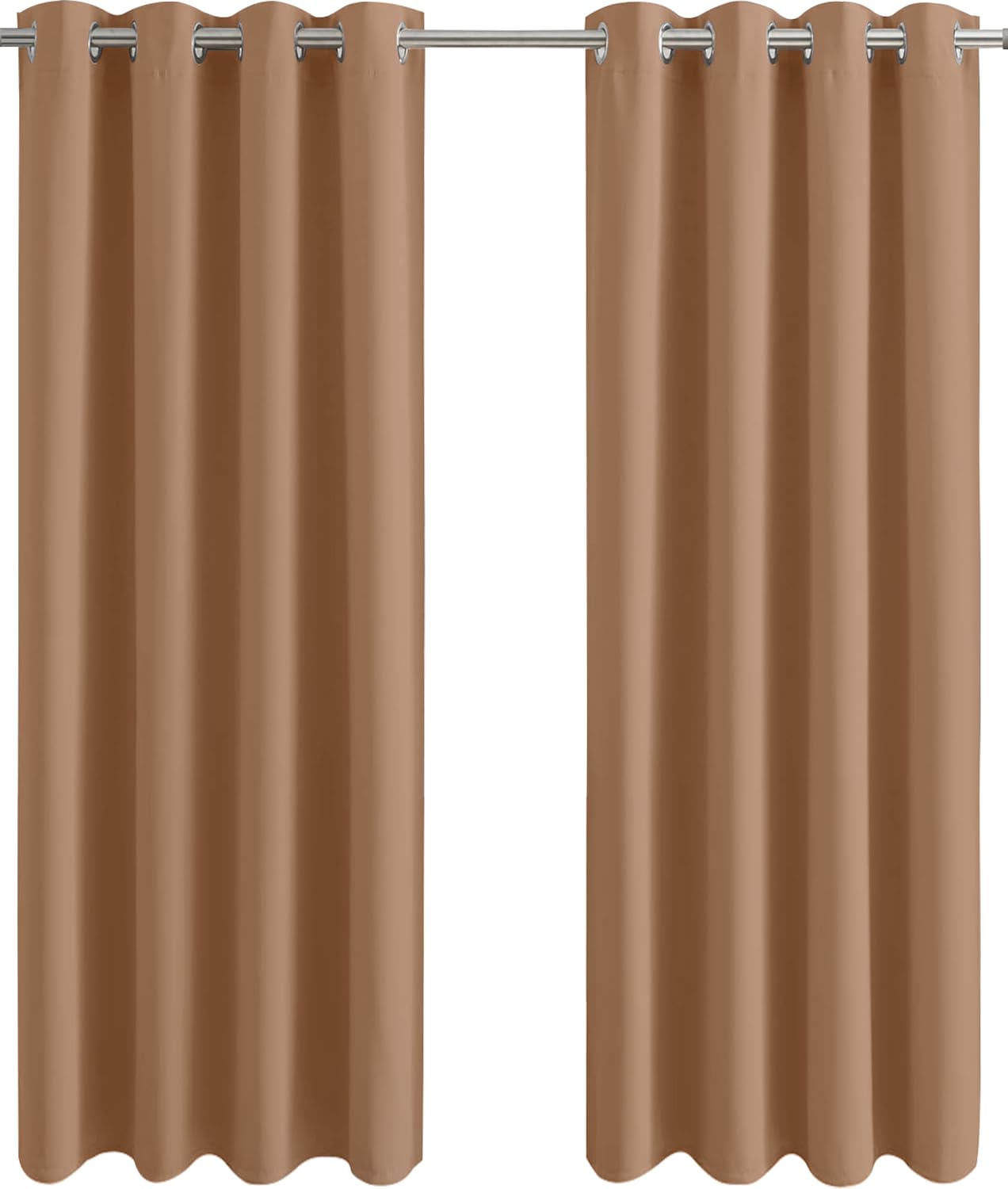 Aspire Homeware Blackout Curtains for Bedroom - Black Out Living Room Curtains Eyelet 66x90 inch Thermal Insulated & Energy Saving Privacy Protection Beige Window Curtain with Two Tiebacks, 2 Panel โ image 1