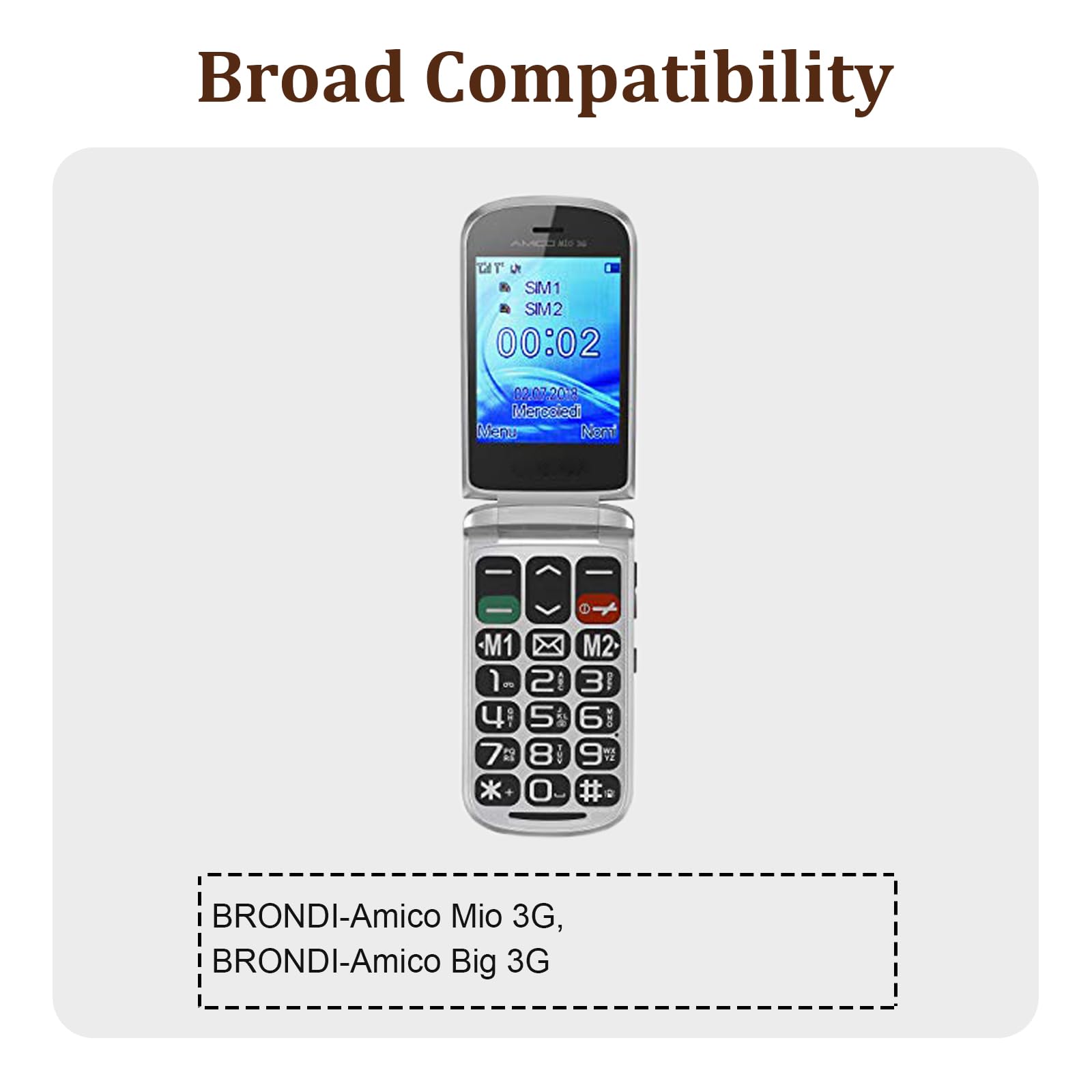 Batteria di ricambio BL-5F compatibile con BRONDI Amico Mio 3G,BRONDI Amico Big 3G